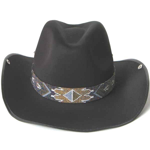 Rainbow Black Golden Beaded Cowboy Hat Band Waist Belt