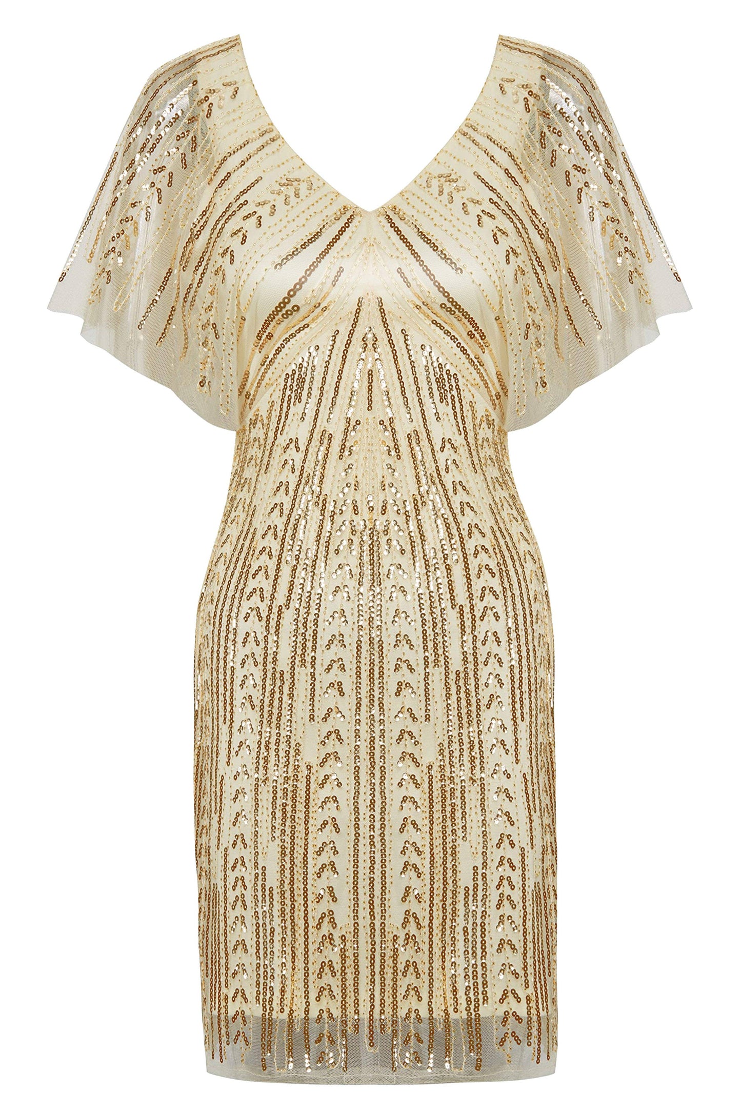 Glitter Sequin Bat Sleeve Cocktail Dress
