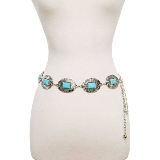 Western Chain Belt- Turquoise Station Link by Rope & Spur