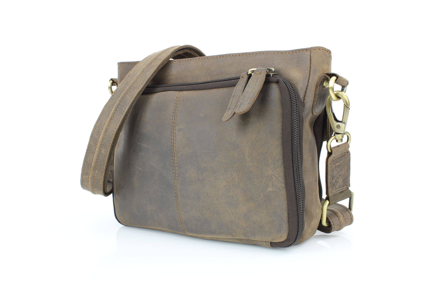 Flap Over Leather Shoulder Bag Hidden Storage 1833