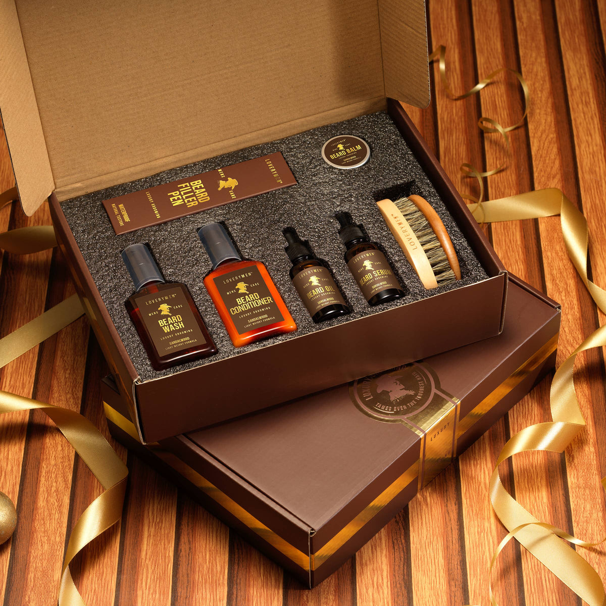 LOVERYMEN 9-Piece Ultimate Beard Care Kit Elegant Gift Box