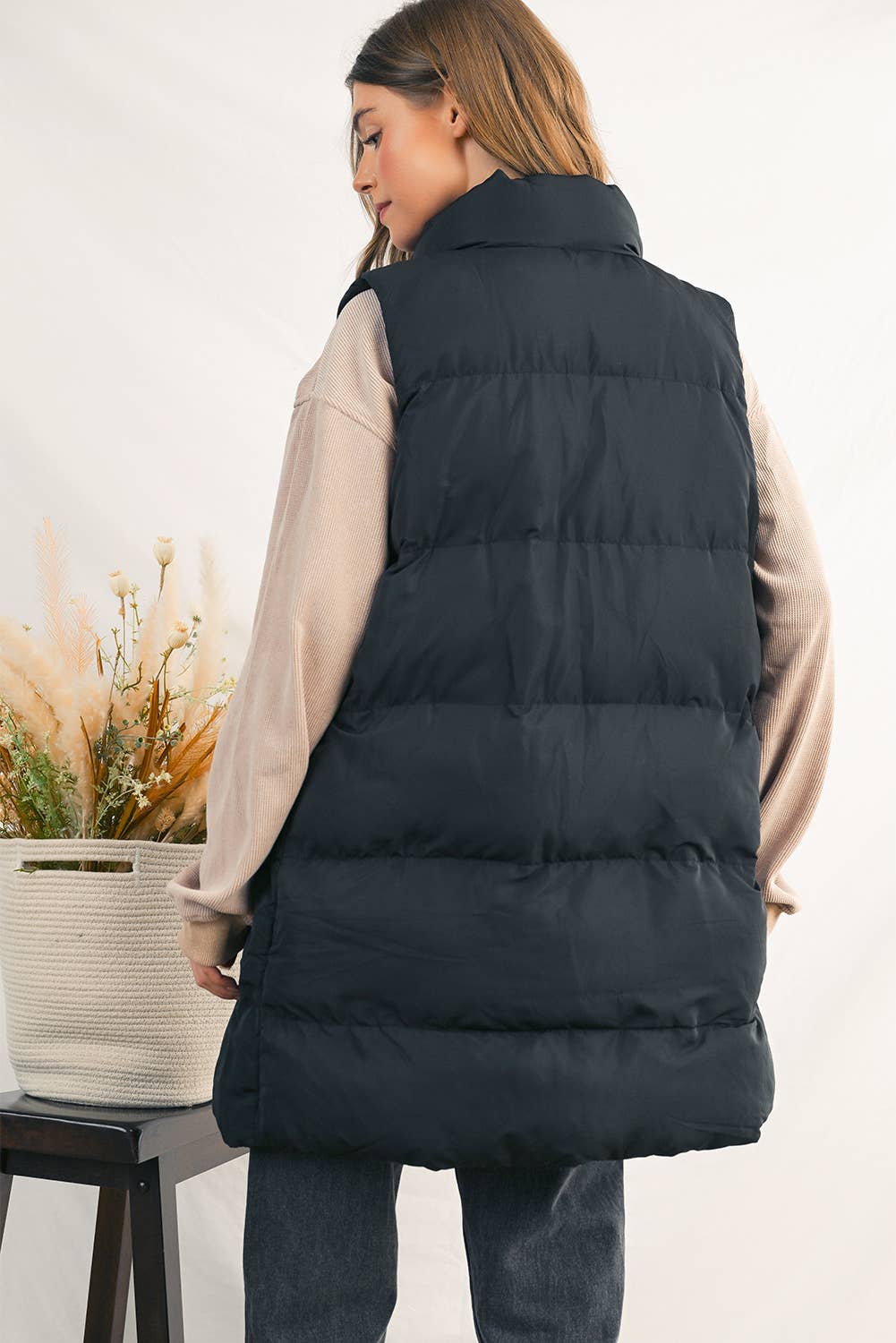 Winter Full Zipper Pockets Puffer Outerwear Vest