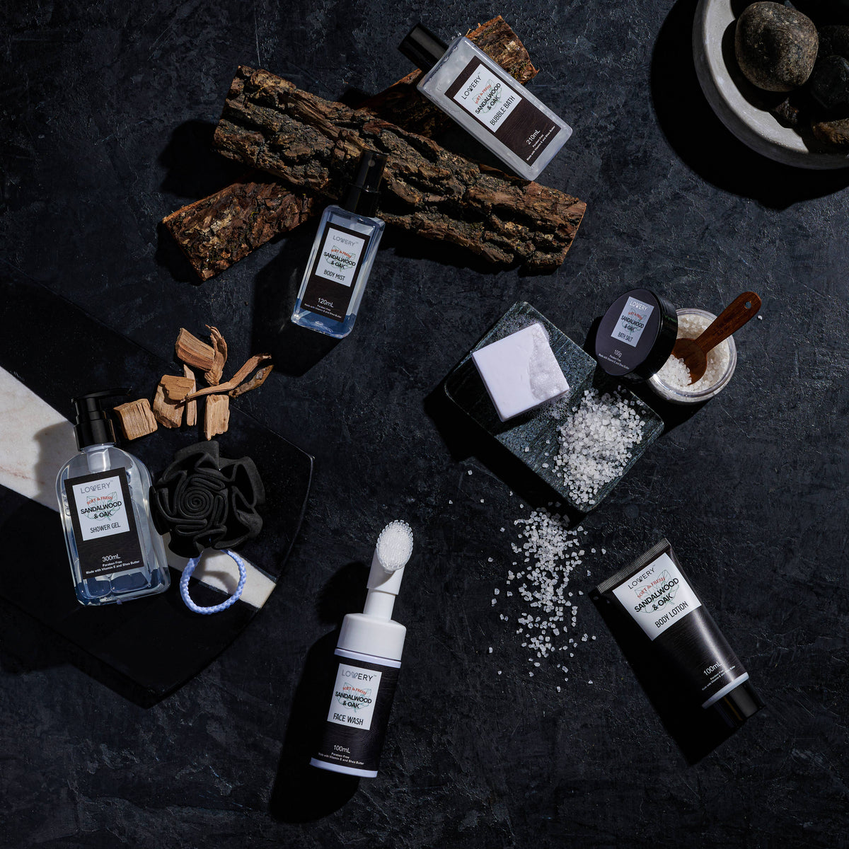 Luxury Spa Kit for Men, Sandalwood Oak Scented Gift Set