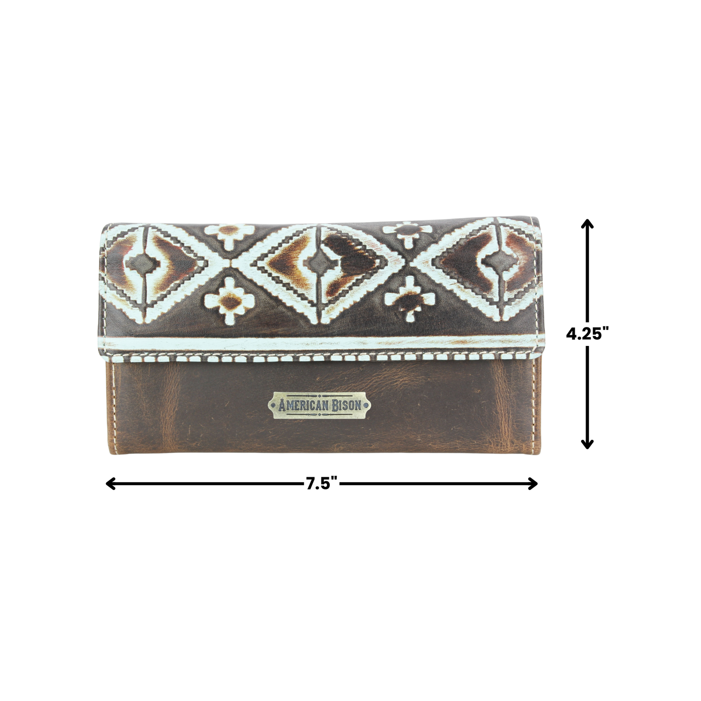 Women’s Brown Leather Aztec Clutch Wallet ABLW 18-2523