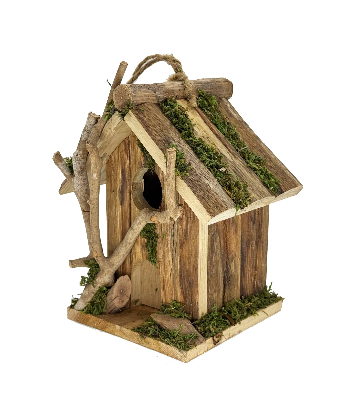 Branch & Moss Rustic Birdhouse