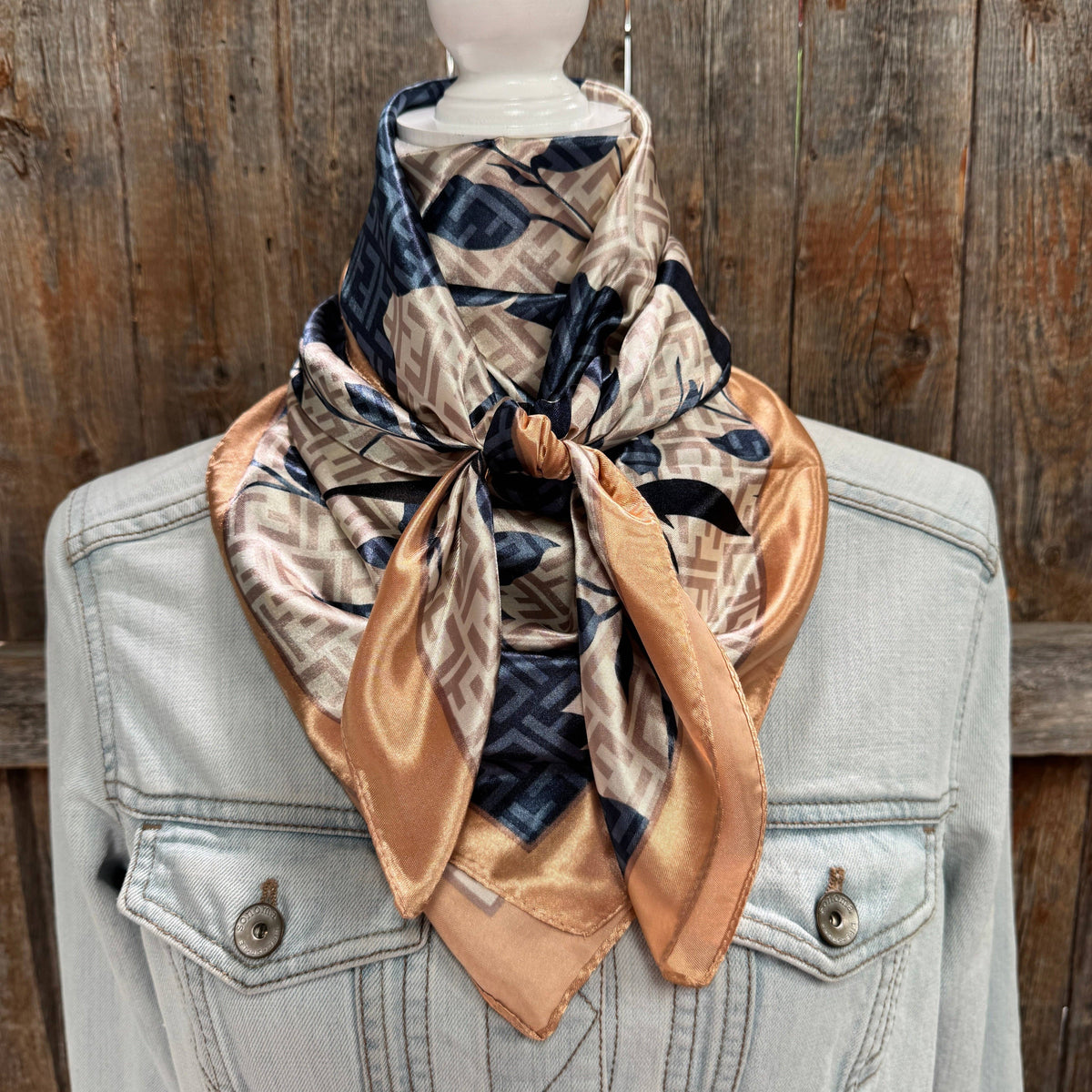 Navy and Cream Floral Wild Rag - Western Scarf