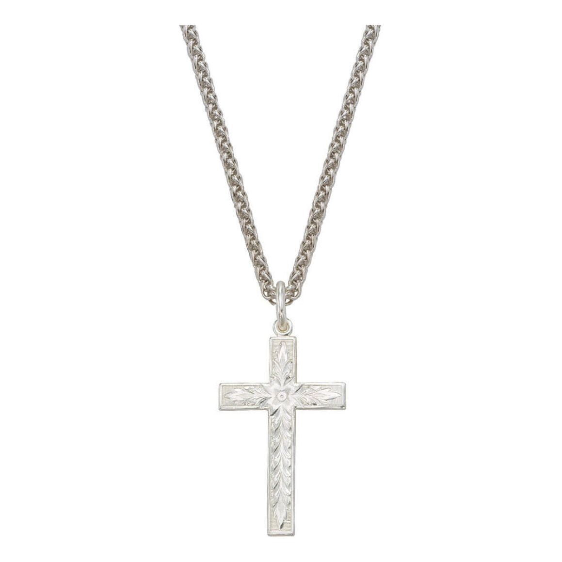 Silver Engraved Cross Necklace