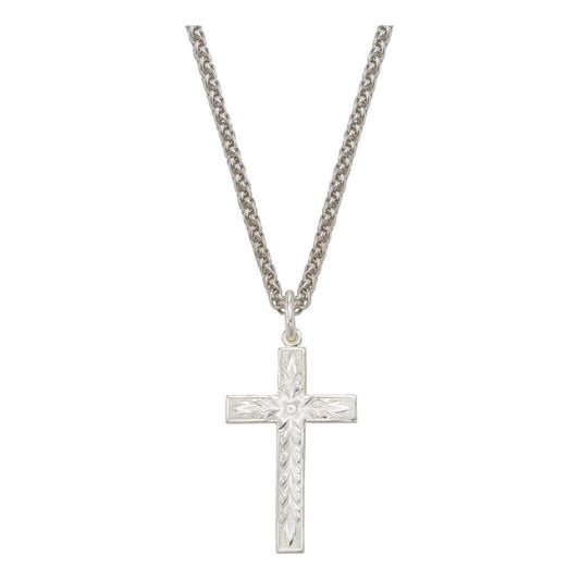 Silver Engraved Cross Necklace