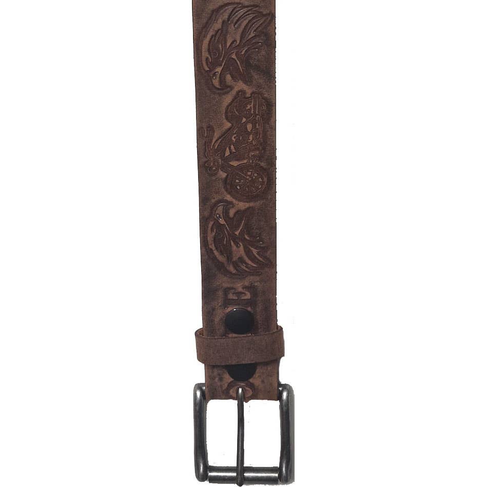 GENUINE LEATHER 40MM "LIVE TO RIDE" EMBOSSED BELT #1040