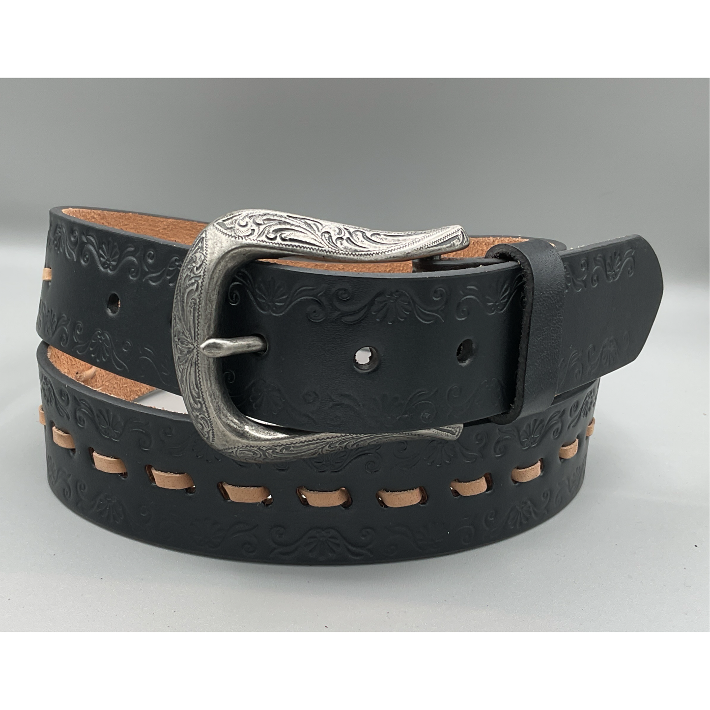 Roper- Ladies- BELT 1.5” Black w/ tan 8835790