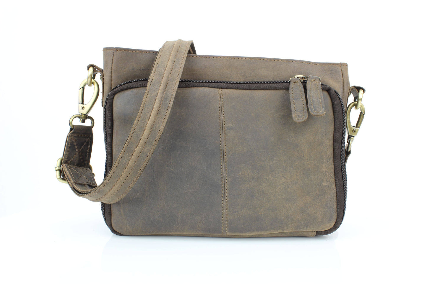Flap Over Leather Shoulder Bag Hidden Storage 1833