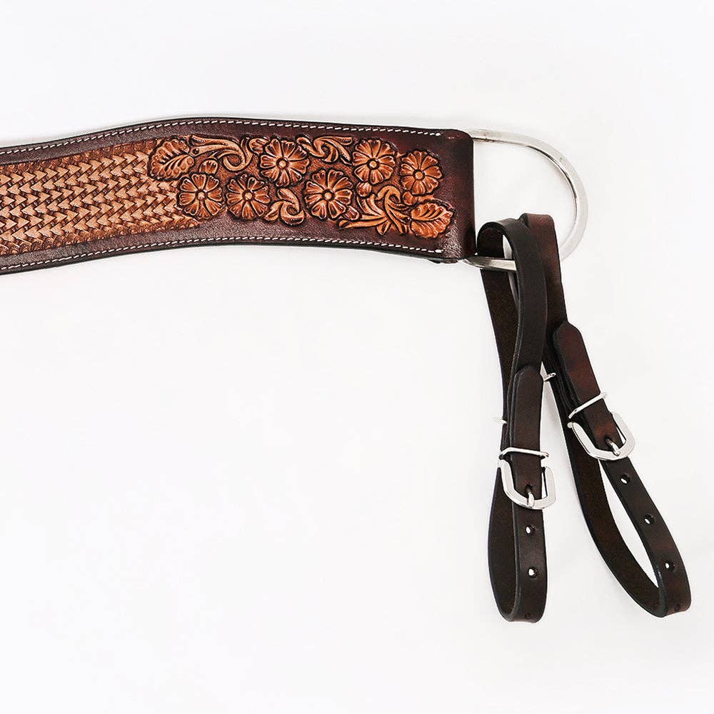 COMFYTACK Western Genuine Leather Horse Tripping Breast Collar Tack Brown Floral Carve