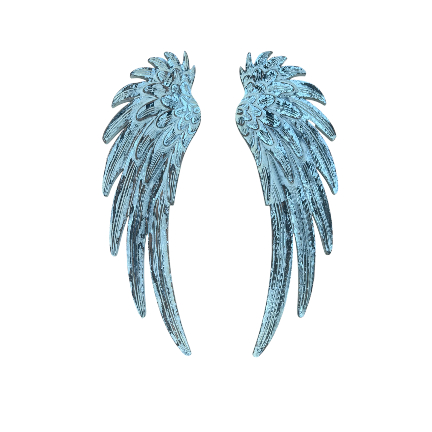 Raphael Angel Wings-Distressed White Carved Wood Wall Decor