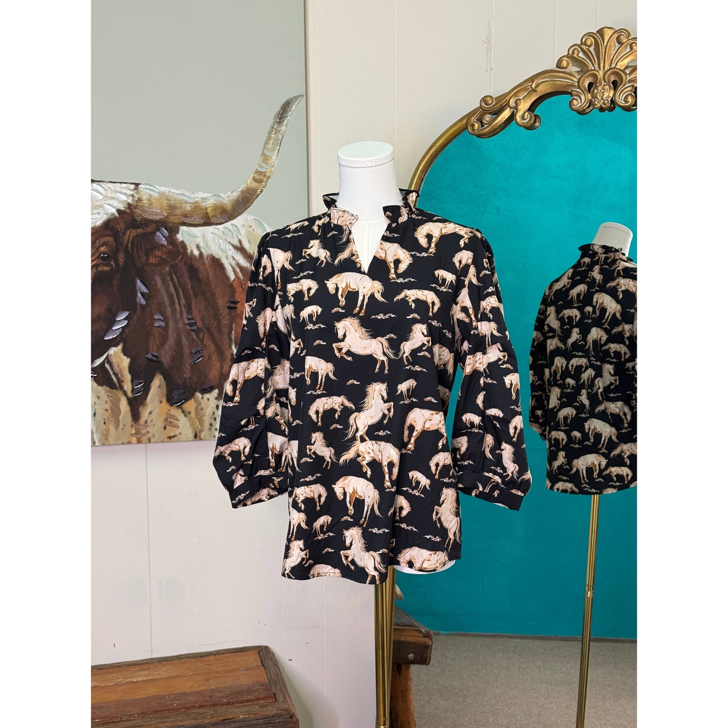 Rockin A Design - Fresh Horses 3/4 sleeve top
