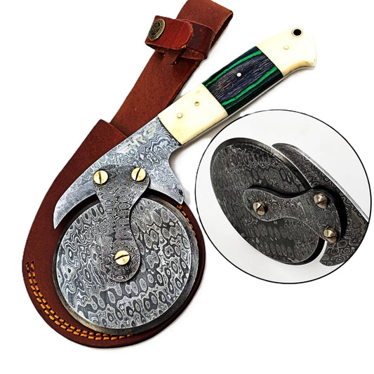 Luigi Pizza Cutter - Hardwood & Bone - Damascus Steel