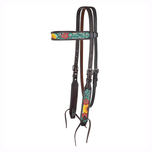 Circle Y - Rising Sunflower Chocolate Brown Brow Band Headstall 1002-10-SC