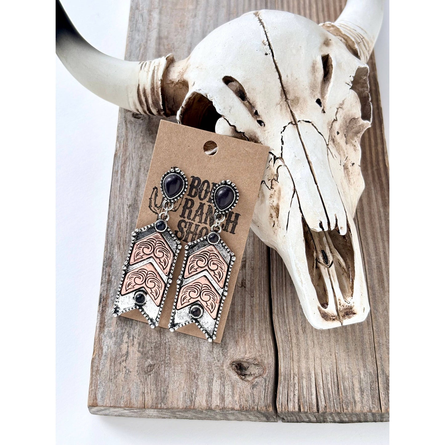 Western Style Turquoise Stone Chevron Dangle Earrings
