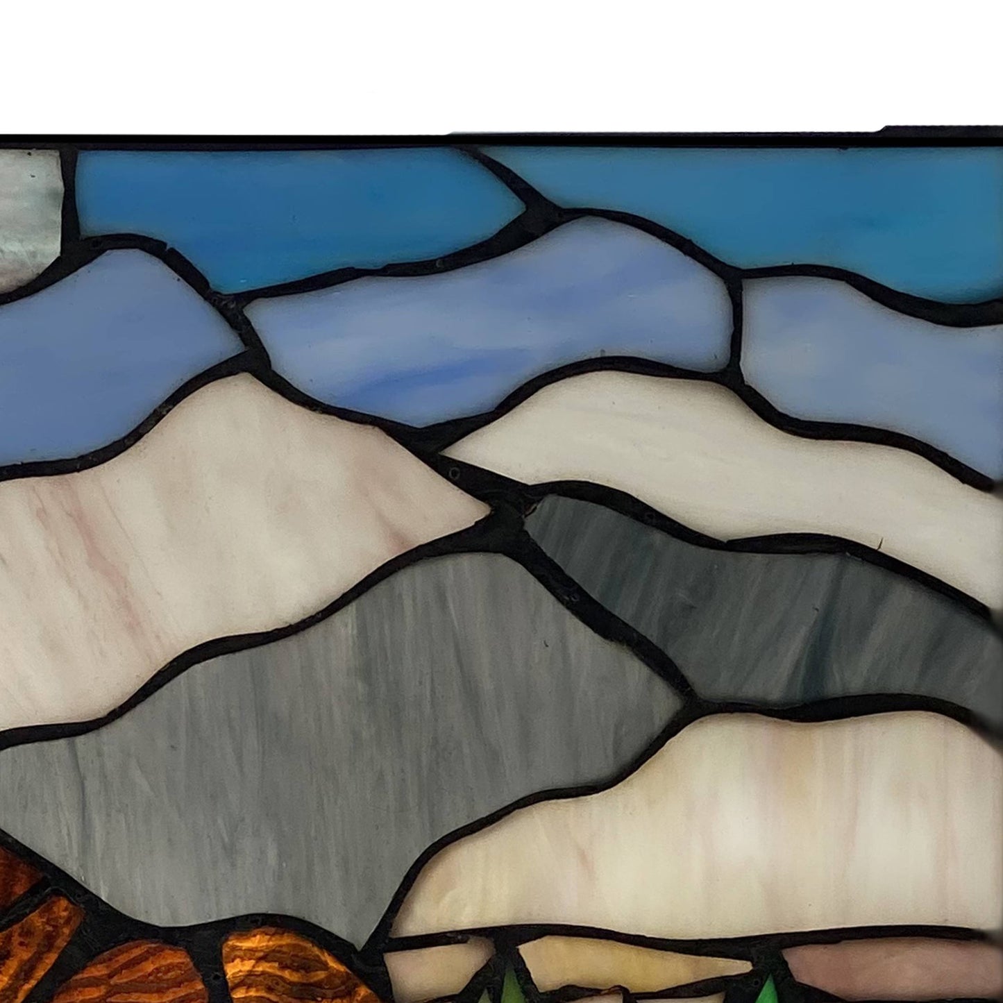 12"H Moose in Mountain Scape Stained Glass Window Panel