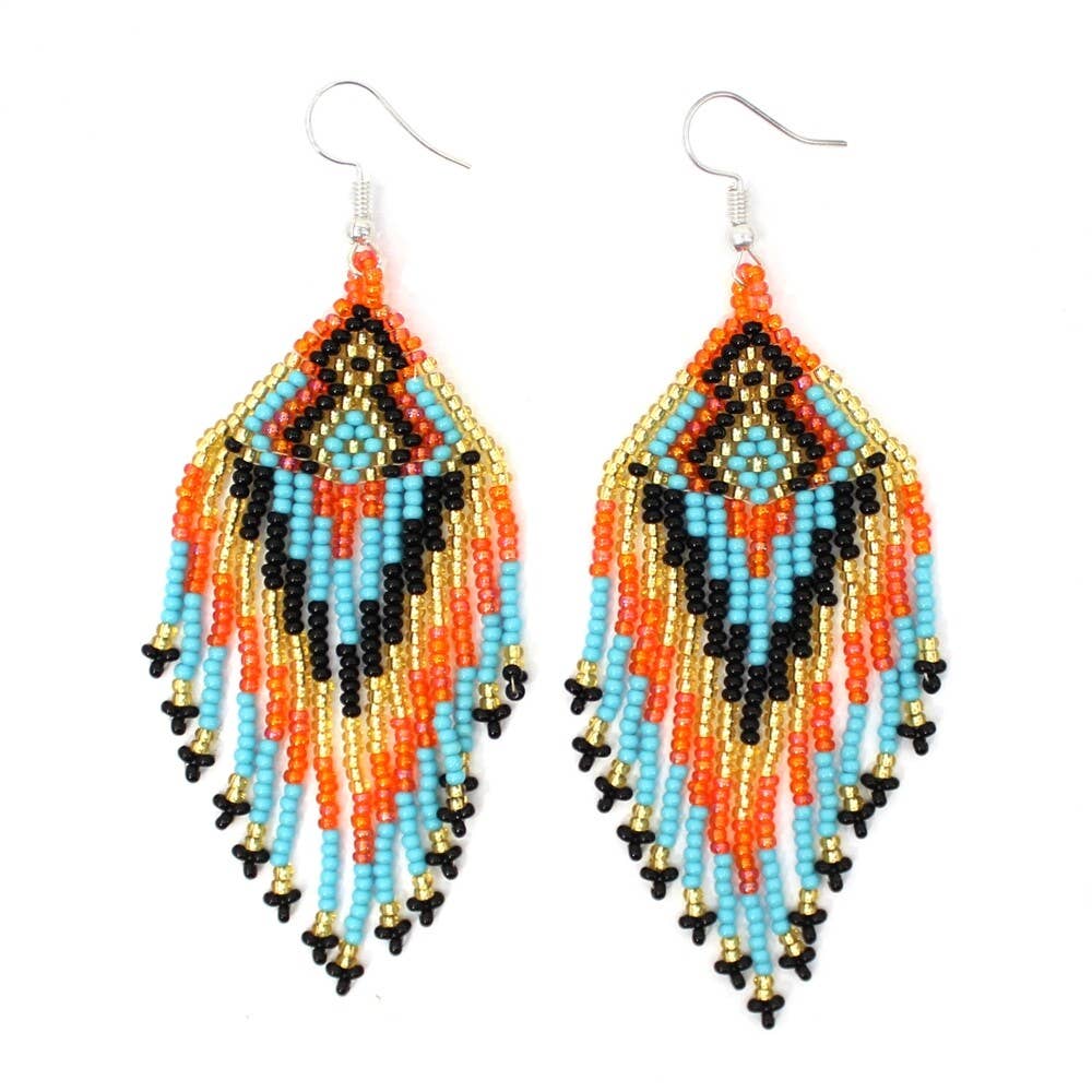 Handmade Beaded Multi Colored Seed Bead Earrings