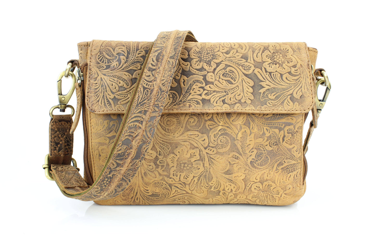 Flap Over Leather Shoulder Bag Hidden Storage 1833