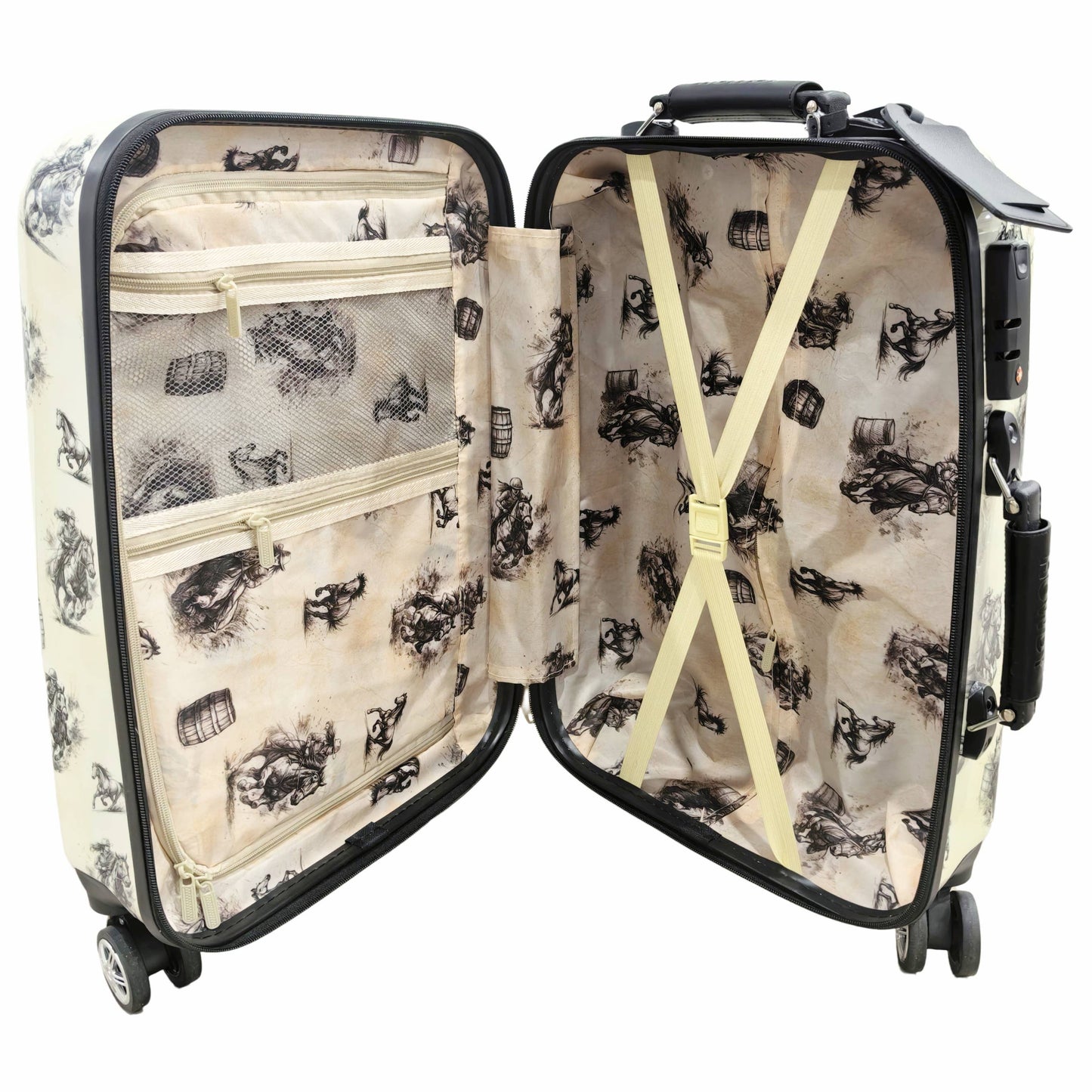 Barrel racing luggage rolling suitcase 