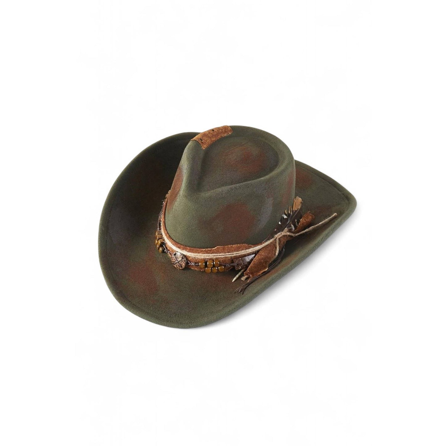 Distress Olive Vintage Shapable Fedora Cowboy Hat MH0264