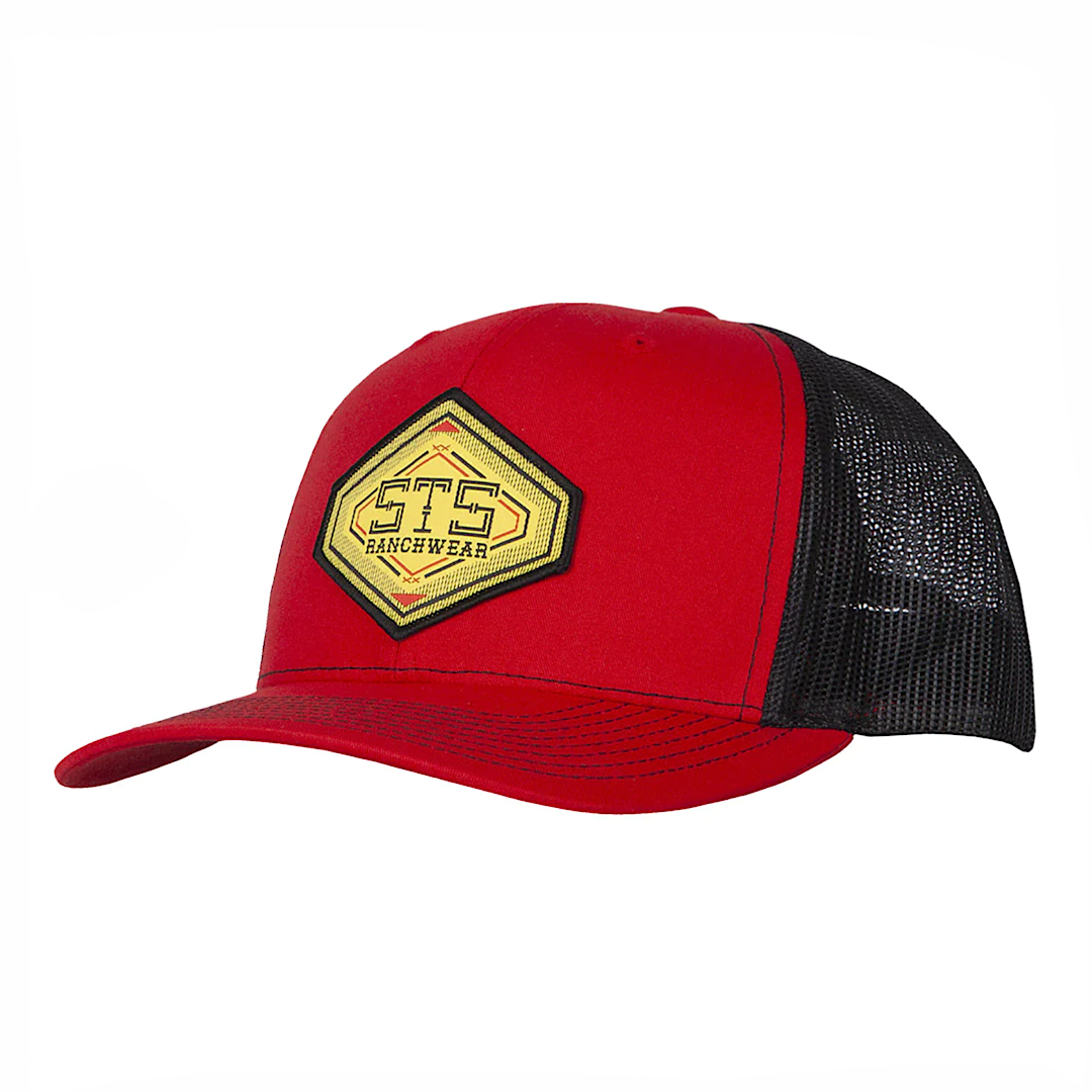 STS Ranchwear - Red & Black Diamond Patch Snap Back Men’s Ball Cap STS2212RDBK