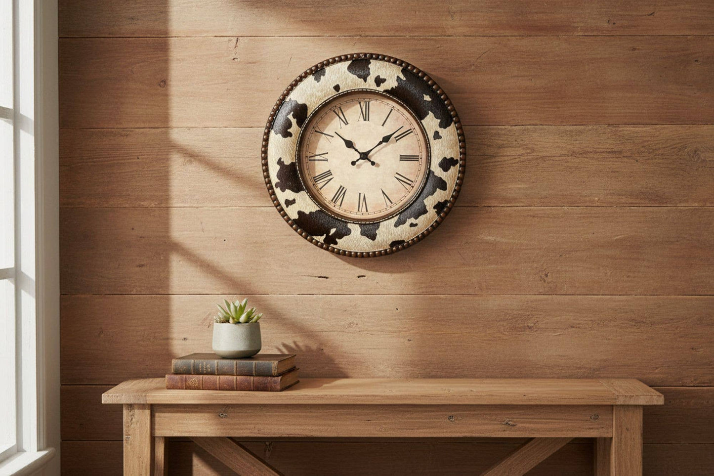 RAWHIDE CLOCK WESTERN HOME DECOR