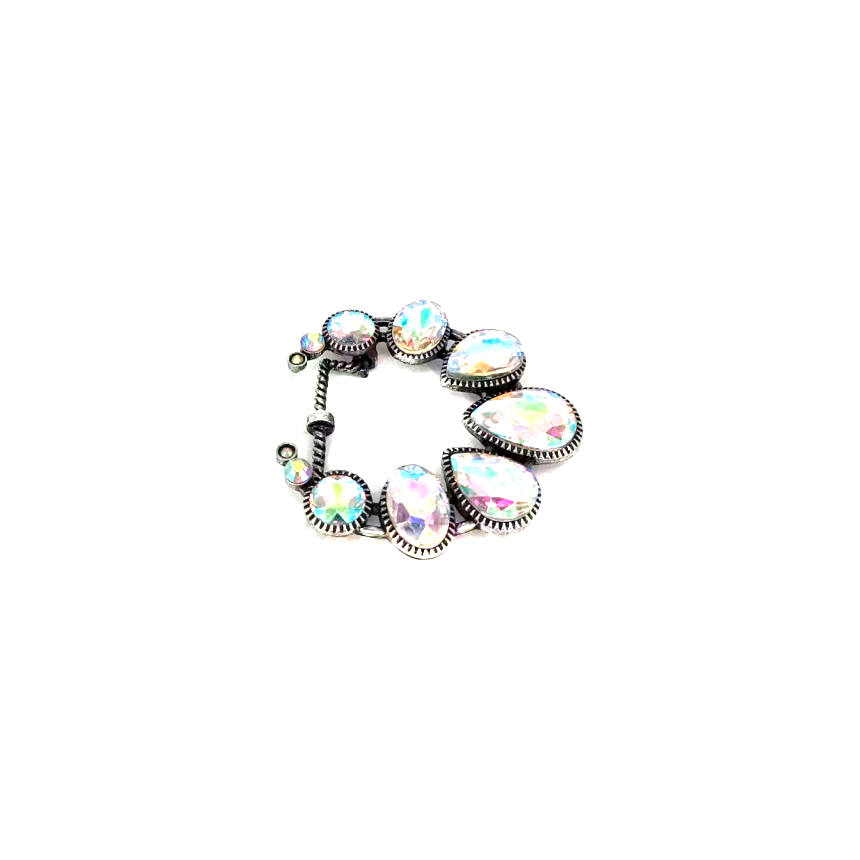 Snowing West - Western Crystal Squash Blossom Belt Buckle