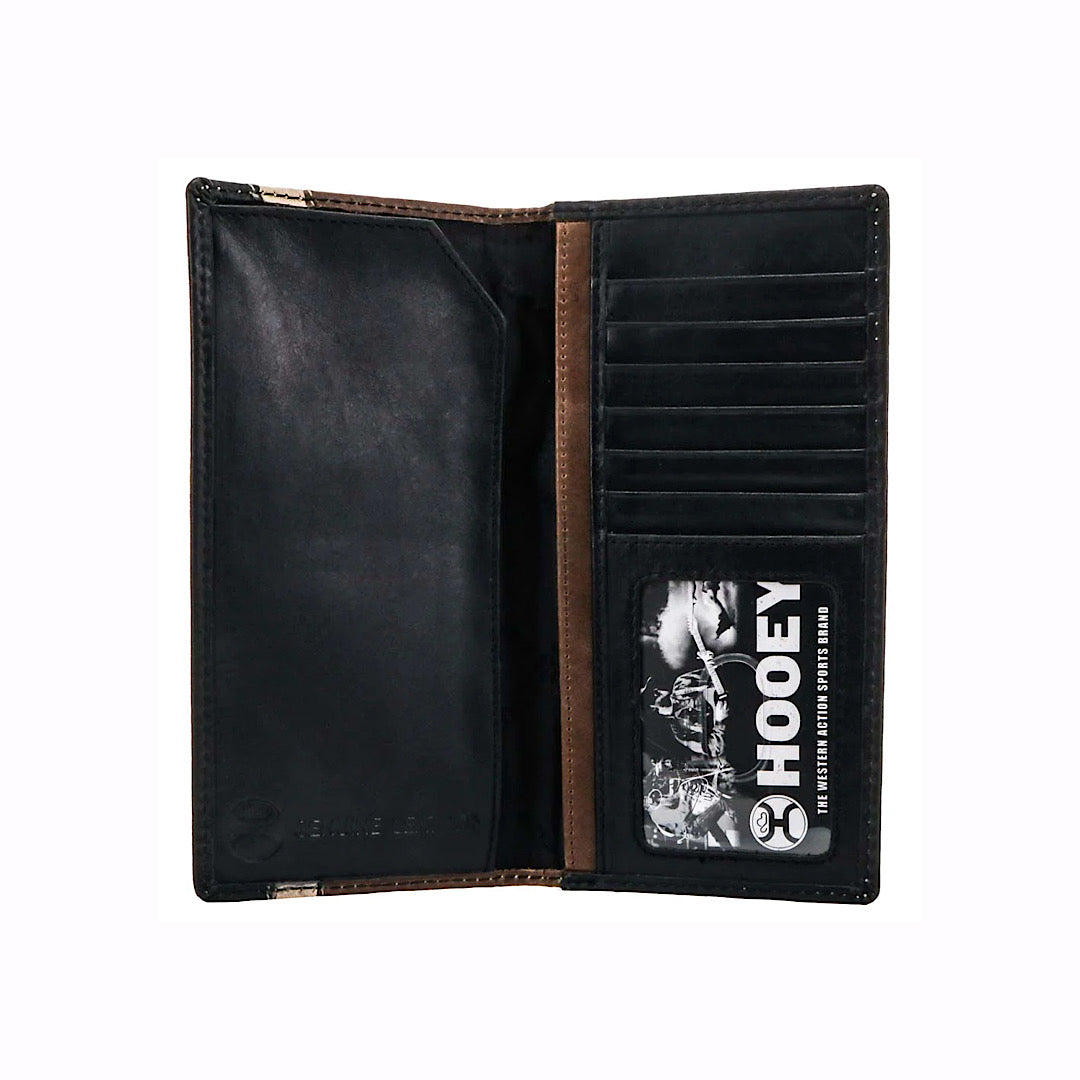 Hooey - Tonkawa Brown & Black Leather Aztec Men’s Checkbook Cover/Rodeo Wallet HW006-BRBK