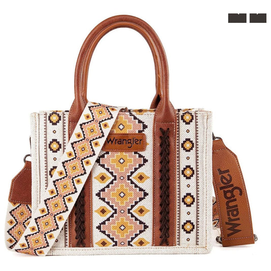 Wrangler Southwestern Print Small Canvas Tote/Crossbody - Coffee WG2202-8120CF