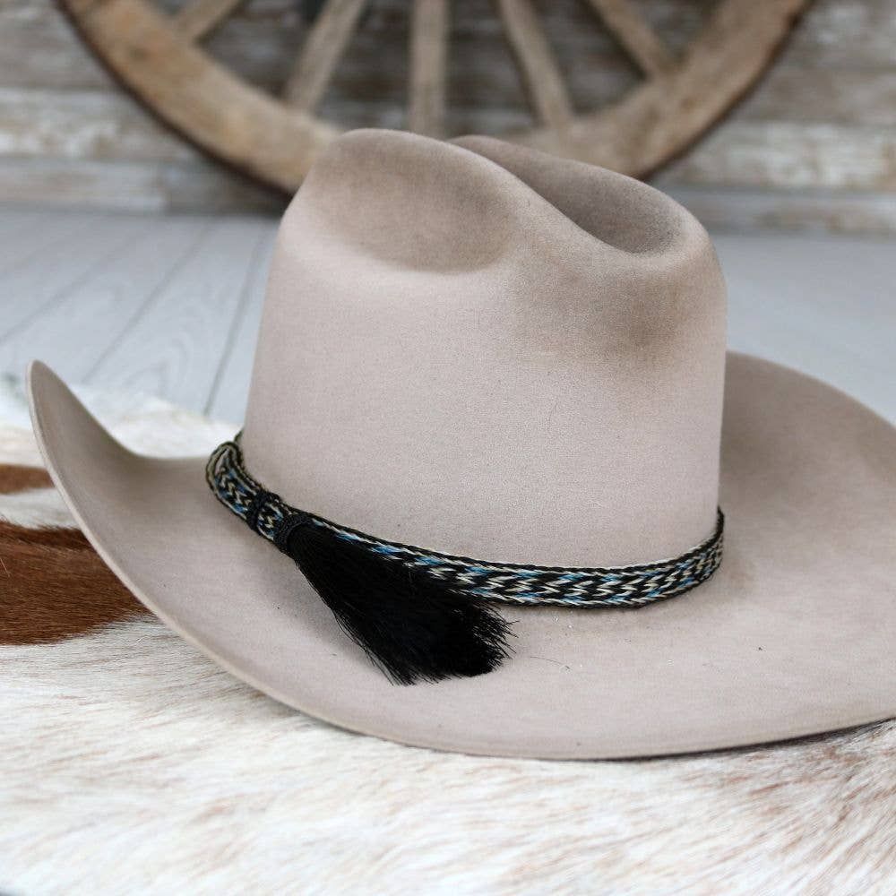Willow Lane Hat Co. - Horsehair Blue Braided Tassel Hat Band - Frost