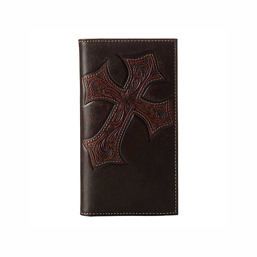 Nocona - Brown Leather Cross Men’s Checkbook Cover/Rodeo Wallet N5487044