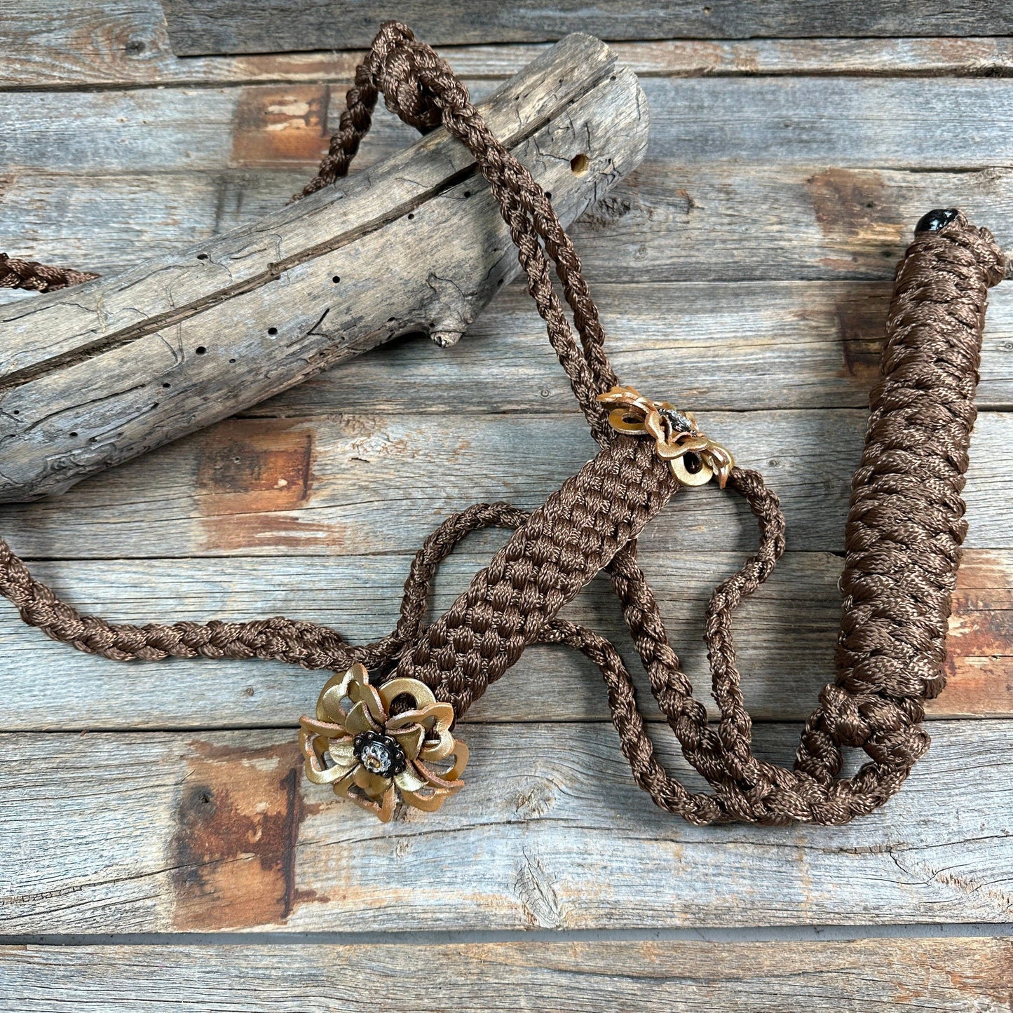 Brown and Gold Mule Tape Halter - #MT121