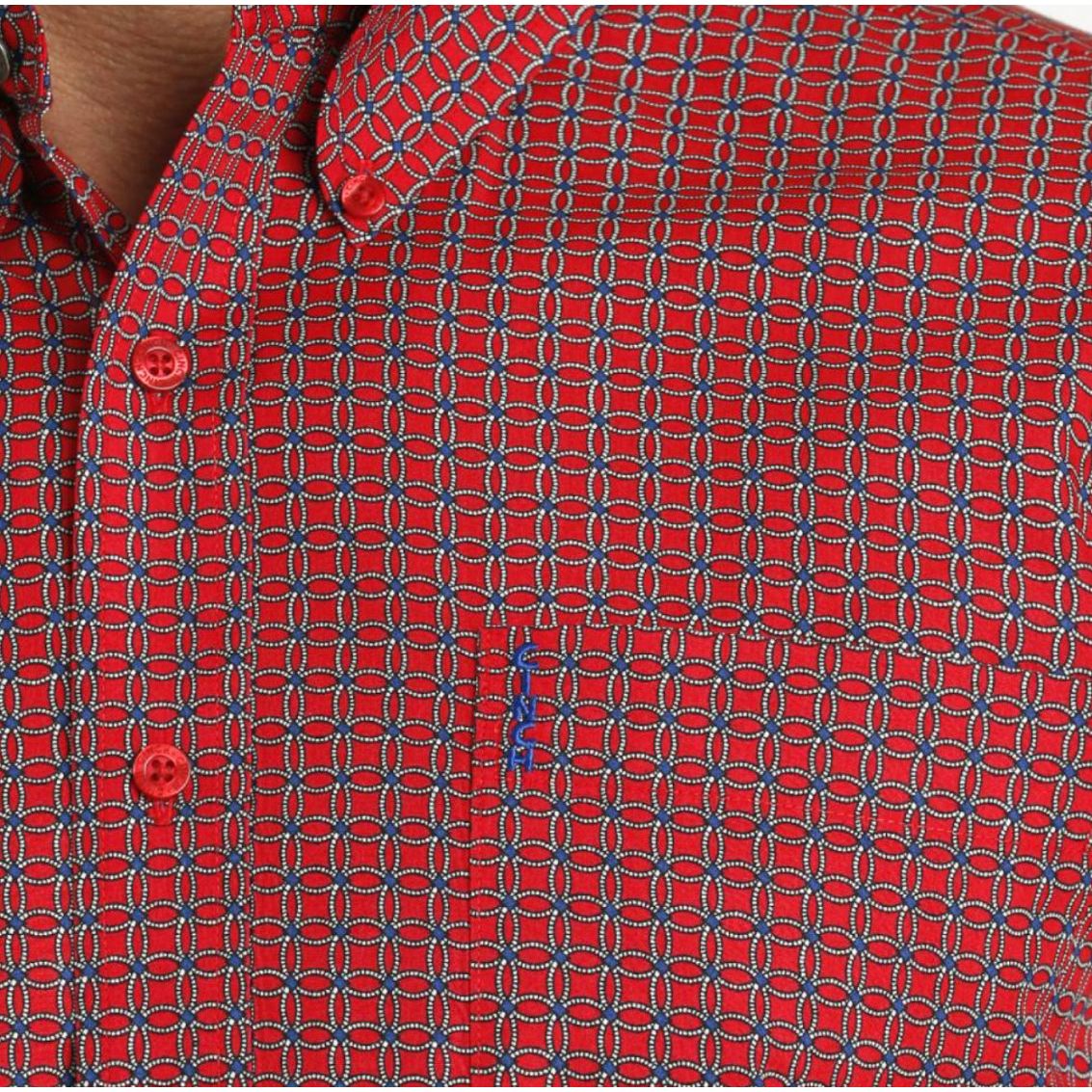 CINCH MEN'S GEO MODERN FIT SHIRT RED