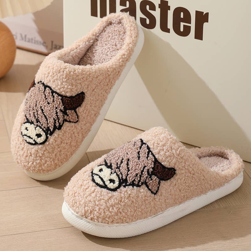 Western Bull Knit Plush Home Slippers