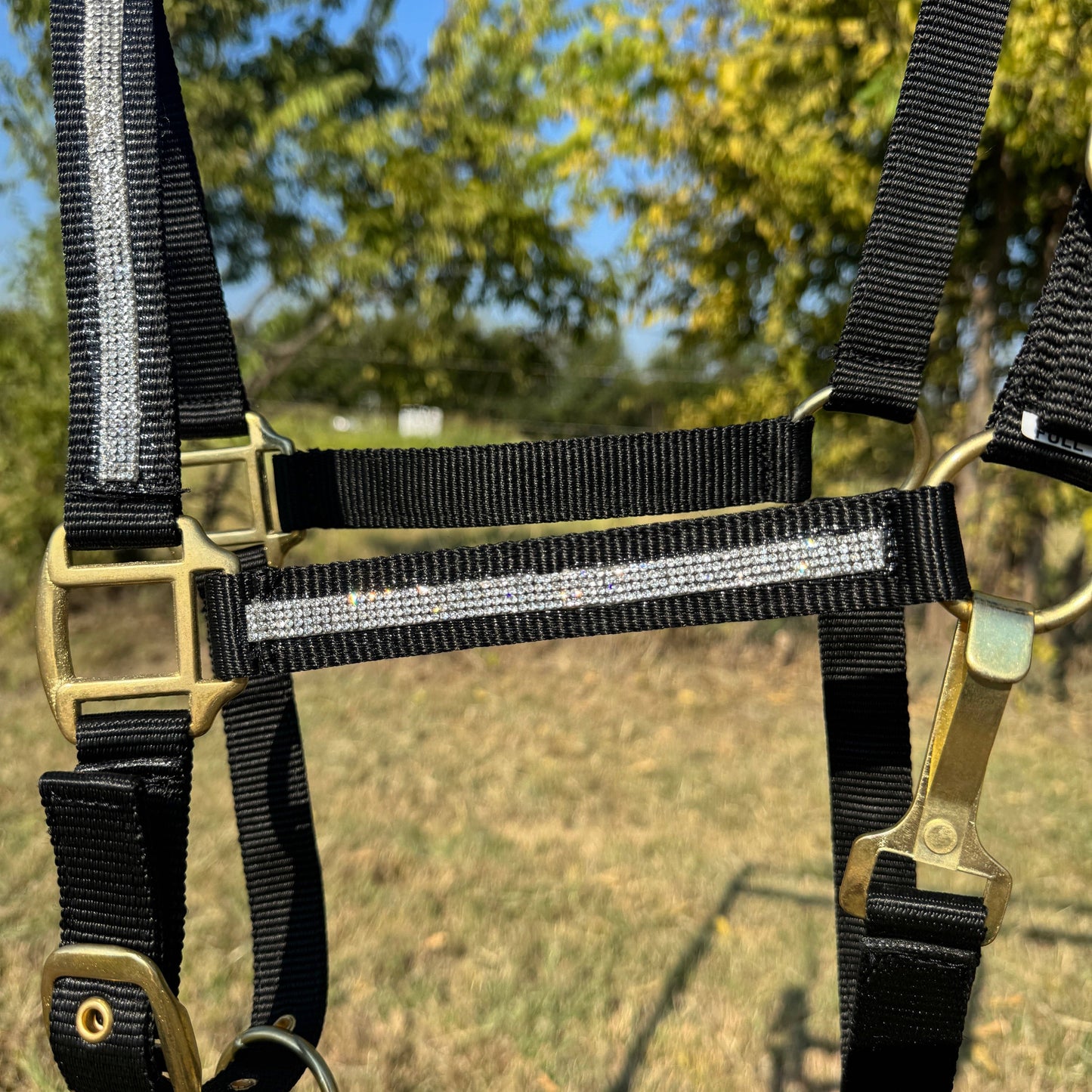 Black Bling Nylon Horse Halter BNHBLK