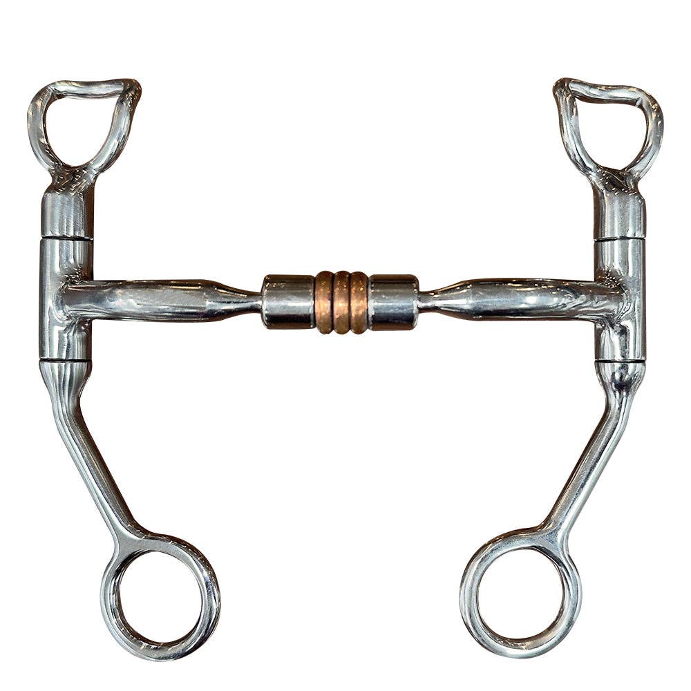 BAR H EQUINE 5 In Mouth Curb Bit Stainless Steel w/ Copper Ring