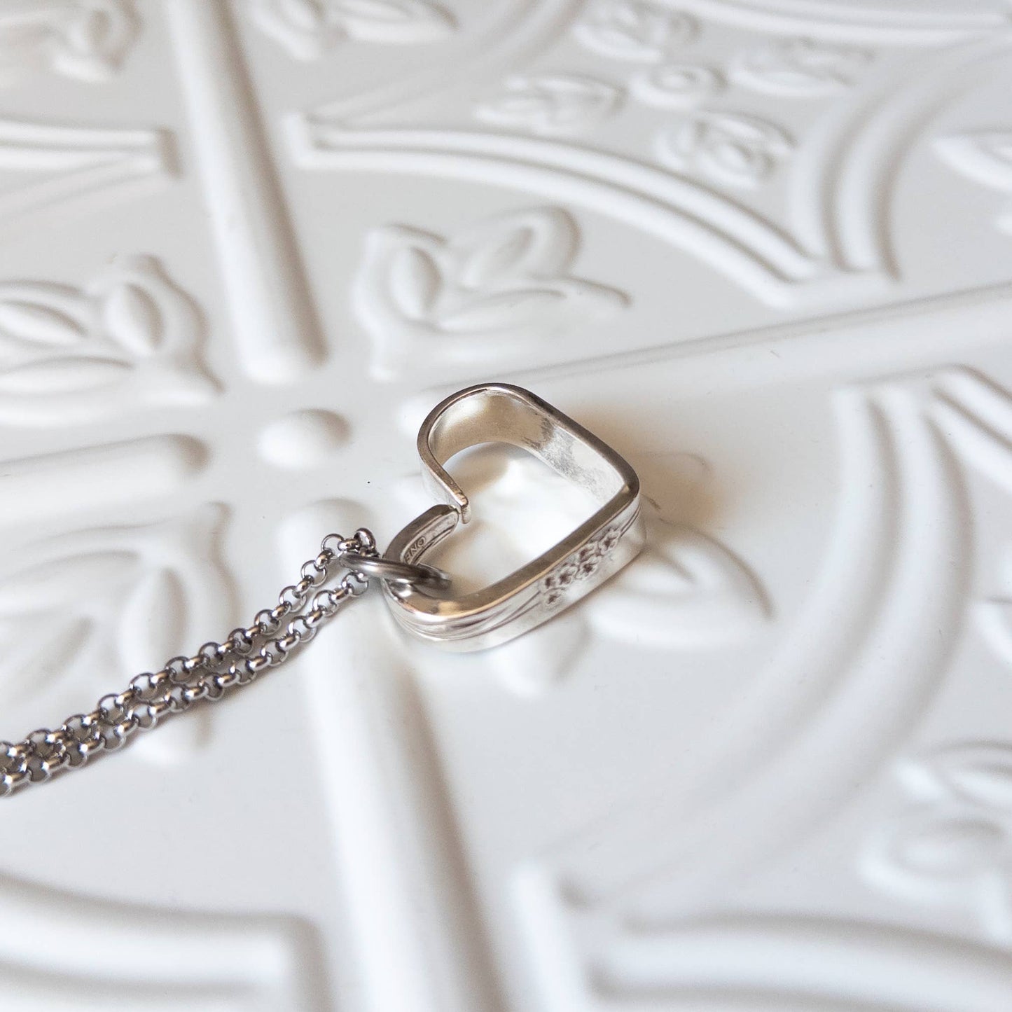 Bent Heart Silverware Necklace