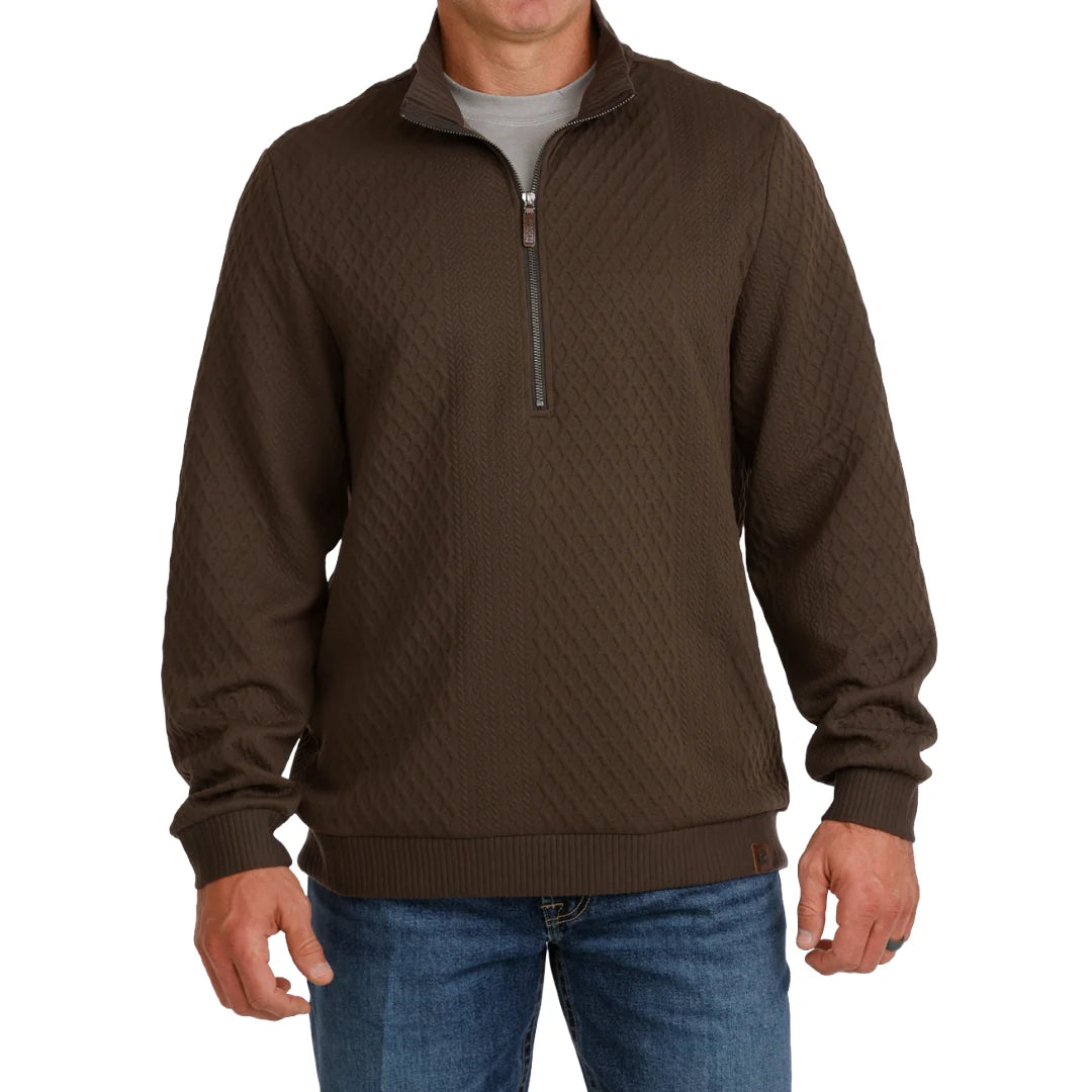 Cinch Men's Brown 1/2 Zip Cable Knit Pullover MWK1957002