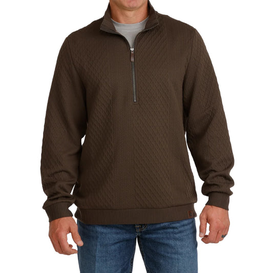 Cinch Men's Brown 1/2 Zip Cable Knit Pullover MWK1957002
