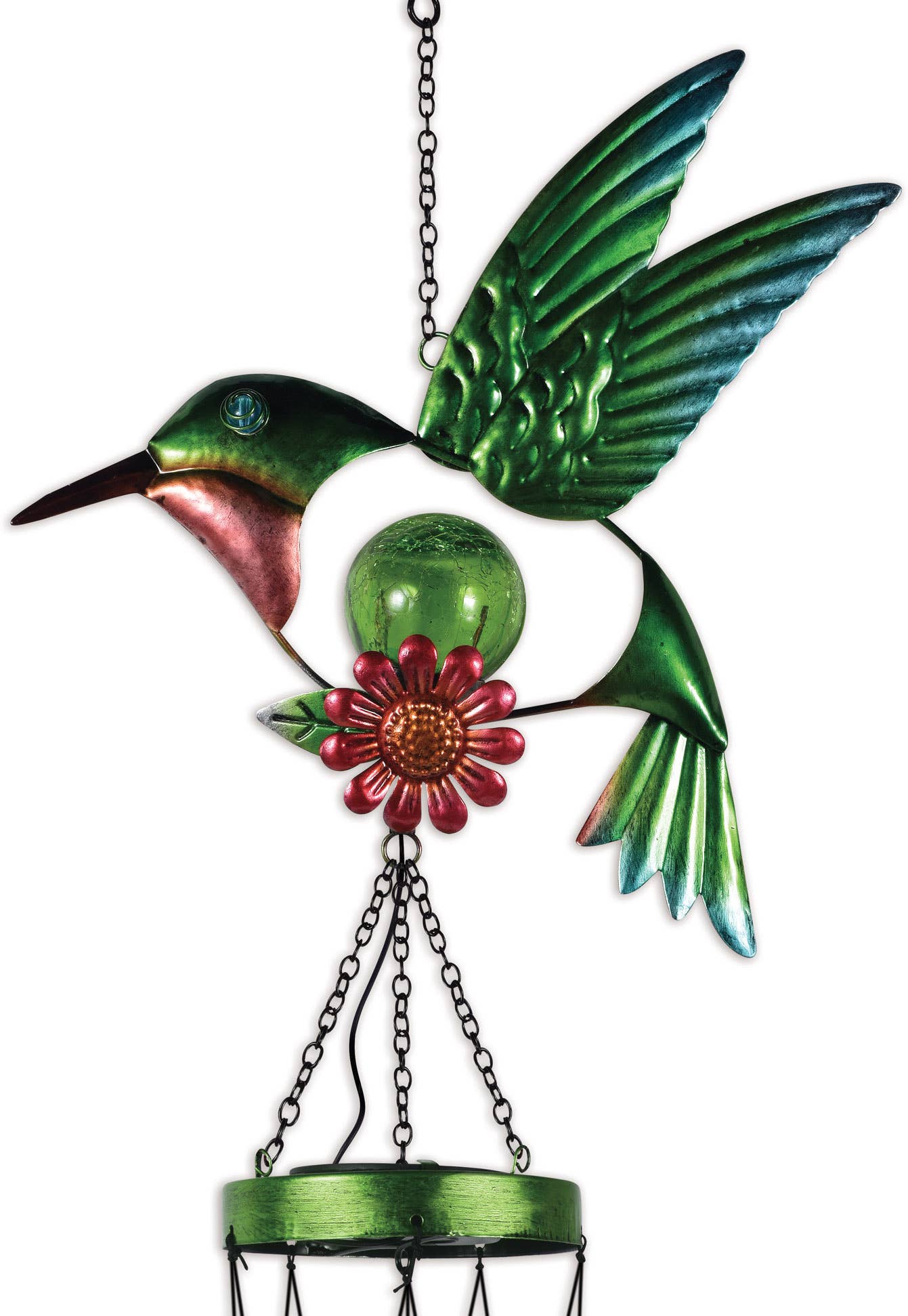 38" Hummingbird Spring Garden Solar Wind Chime - 93827
