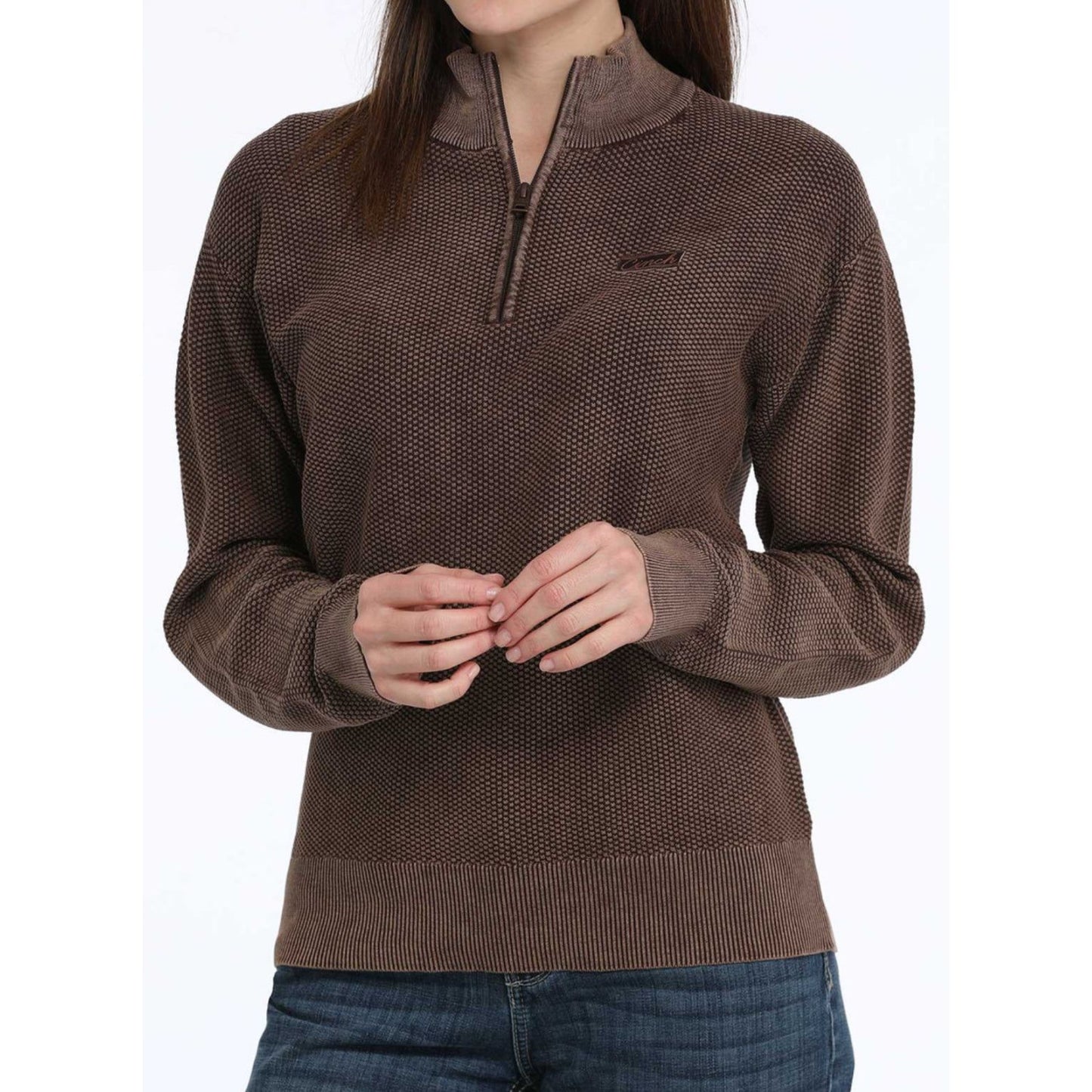 Cinch Women's Brown 1/4 Zip Sweater