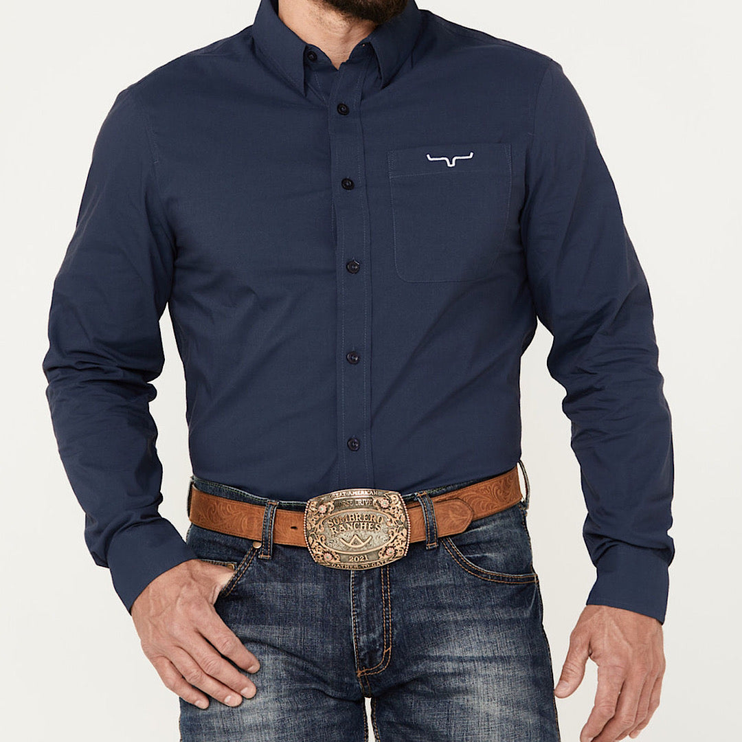 Mens Kimes Ranch Navy Long Sleeve Button Up