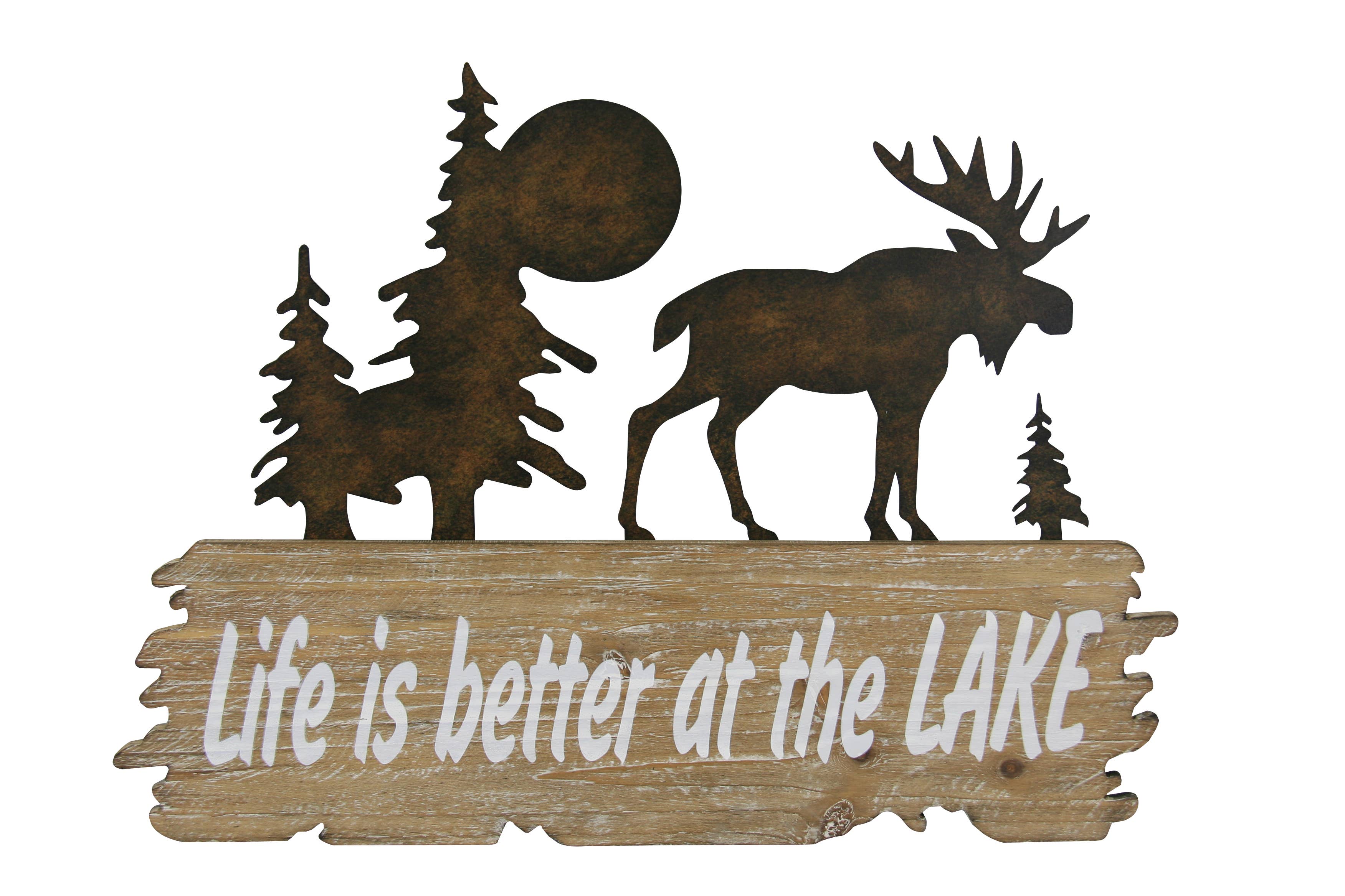 Rustic MOOSE & Solid Wood Wall Deco-Life is Better at the Lake