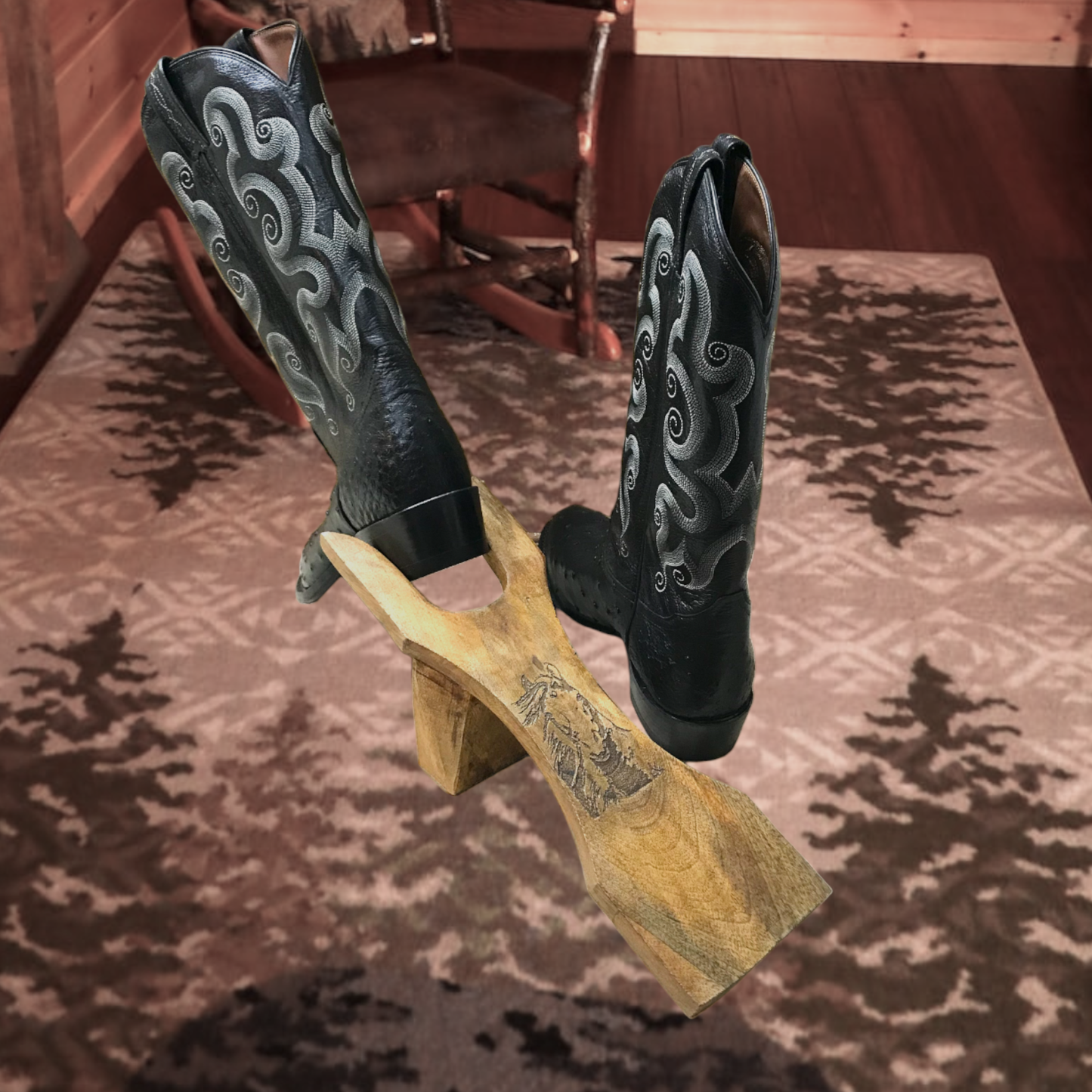 Branding Iron Laser Etched Mango Wood Bootjack