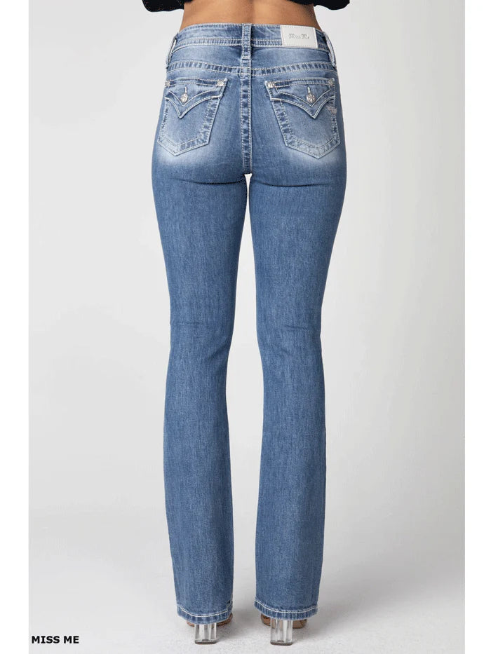 Miss Me H3636B106L Womens High Rise Boot Jean Light Blue