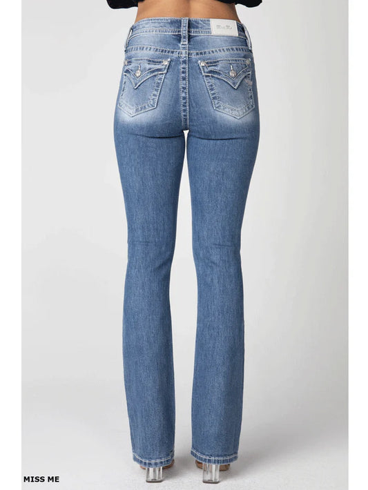 Miss Me H3636B106L Womens High Rise Boot Jean Light Blue