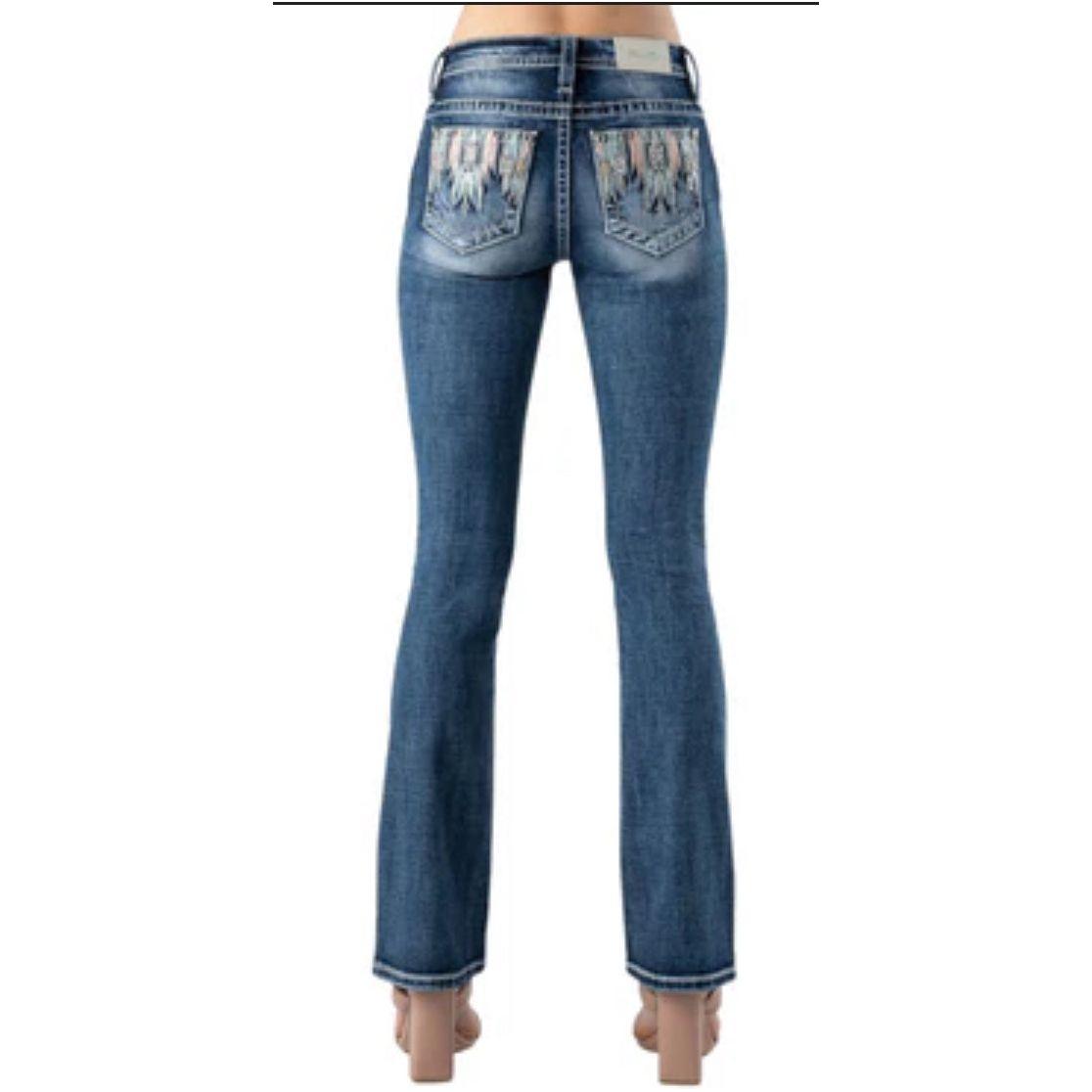 * Miss Me Ladies Jean - PASTEL MULTI AZTEC - M9125B