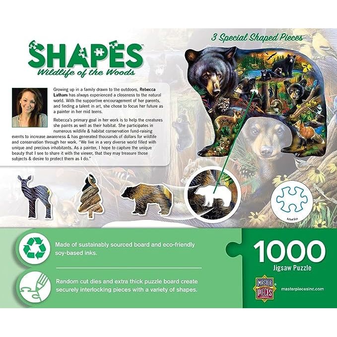 Contours - Wildlife of The Woods Unique Bear Shaped Jigsaw Puzzle 1000pc 72145